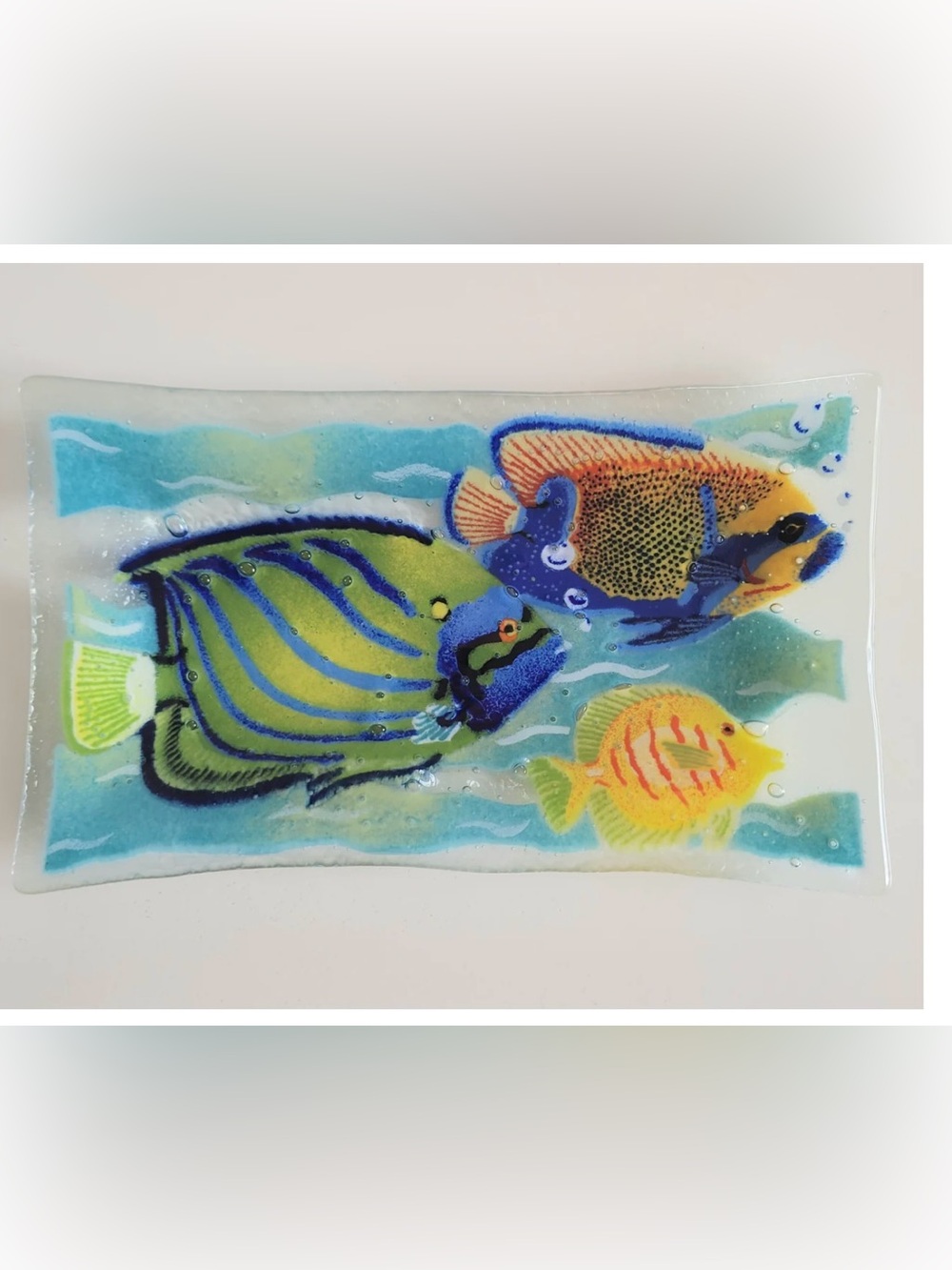 Peggy Karr Fused Glass Art Plate Tropical Fish